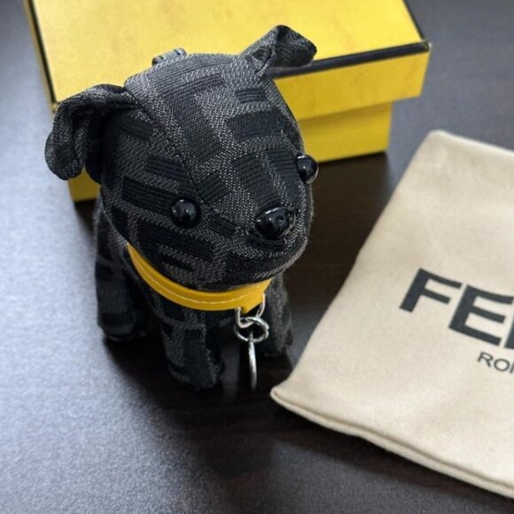 Striking Fendi Dog Keyring, Yellow Accent - Picture 1 of 5